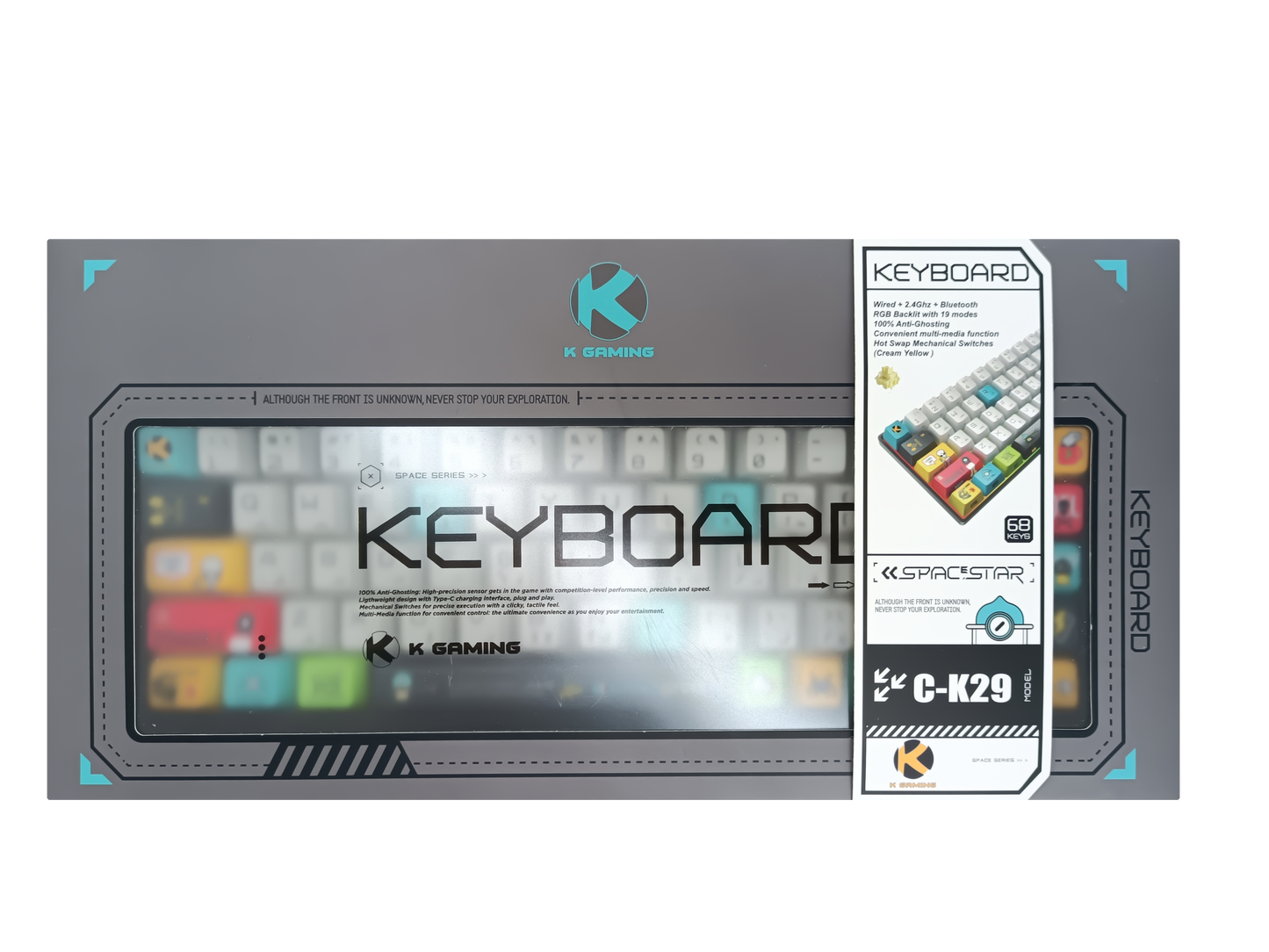 KGAMING (C-K29-CY) Space Star Tri-Mode Gaming Keyboard Cream Yellow