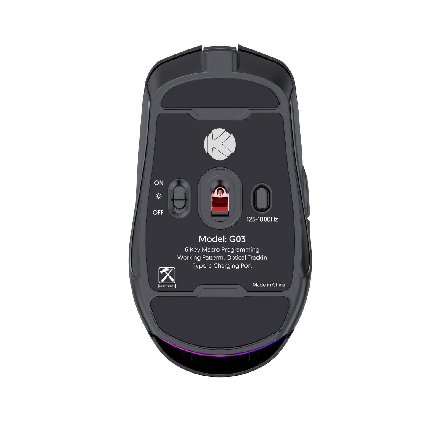 KGAMING (KO3) Tri-Mode Wireless Gaming Mouse Black