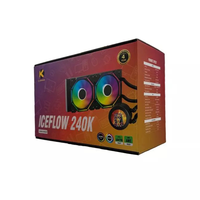 KGaming ICEFLOW 240K AIO Liquid Cooler ARGB Black