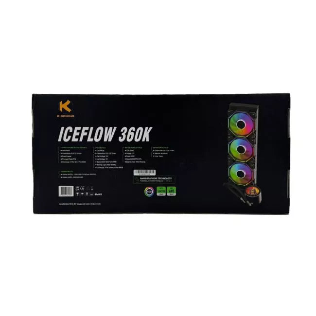 KGaming ICEFLOW 360K AIO Liquid Cooler ARGB Black