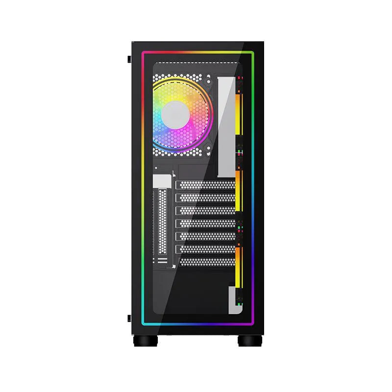 KGAMING PC CASE BLACK HD AUDIO GLASS FRONT PANEL PLUS LED STRIP LEFT PANEL (290XL-6)