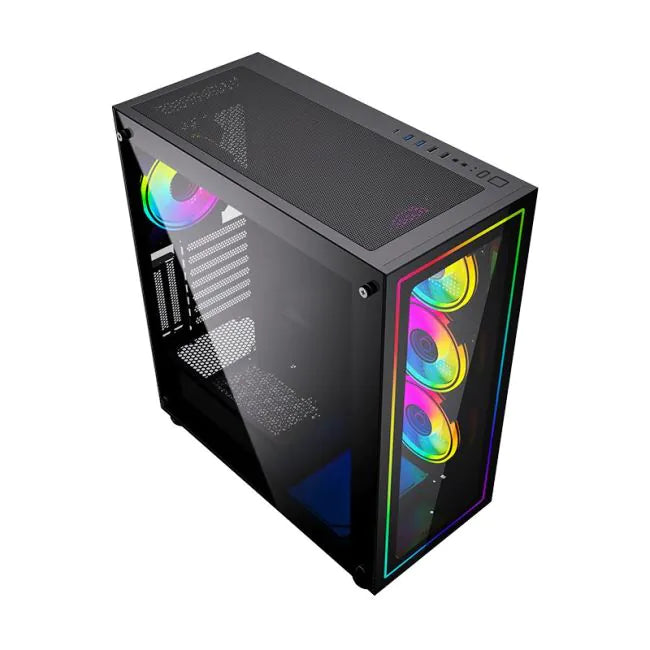 KGAMING PC CASE BLACK HD AUDIO GLASS FRONT PANEL PLUS LED STRIP LEFT PANEL (290XL-6)