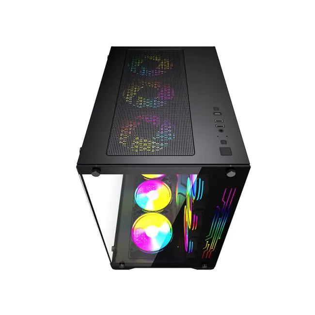 KGAMING PC CASE HD AUDIO FRONT PANEL LED STRIP WITH 4PCS M9 ARGB FAN (PZ1-B-S)
