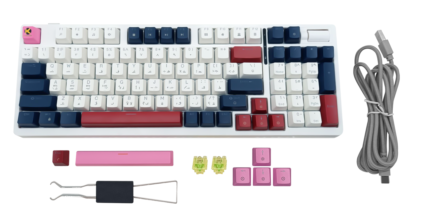 KGAMING (C-MKB96-CY) Arctic Rift Tri-Mode Gaming Keyboard Cream Yellow
