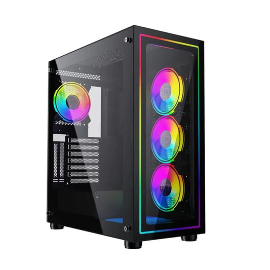 KGAMING PC CASE BLACK HD AUDIO GLASS FRONT PANEL PLUS LED STRIP LEFT PANEL (290XL-6)