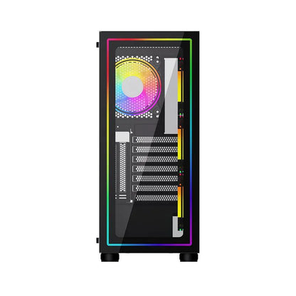 KGAMING PC CASE BLACK HD AUDIO GLASS FRONT PANEL PLUS LED STRIP LEFT PANEL (290XL-6)