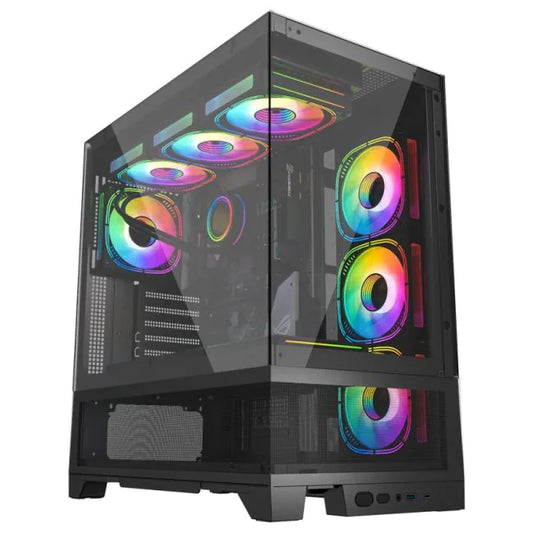 KGAMING PC CASE BLACK HD AUDIO WITH 4PCS M9-M-INFINITY ARGB FANS (245-3-B)