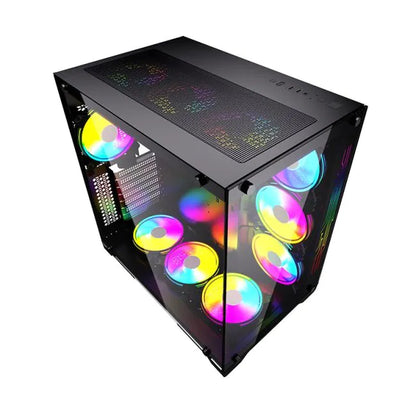 KGAMING PC CASE HD AUDIO FRONT PANEL LED STRIP WITH 4PCS M9 ARGB FAN (PZ1-B-S)